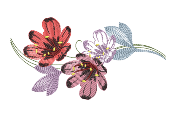 Colorful Lily Cluster: A Seasonal Embroidery Gem