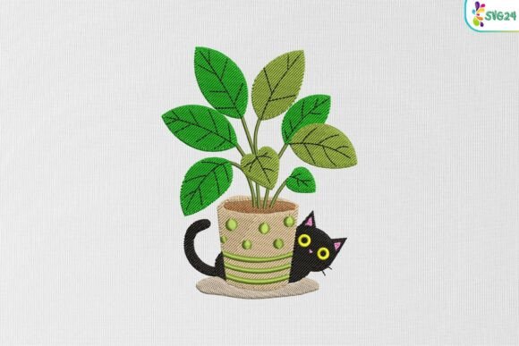 Curious Cat Plant Pot: A Charming Addition to Business Embroidery