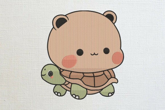Cute Bear Inside a Turtle Shell Embroidery Review