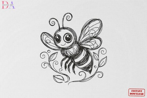 Cute Bee Sketch Nature Animal Art