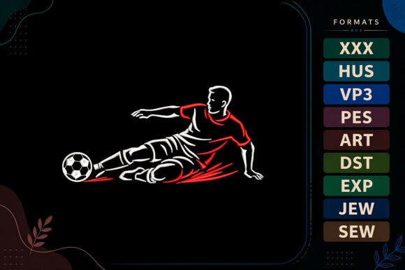 Football Player Sports Soccer: A Dynamic Embroidery Pick for Holiday Crafters