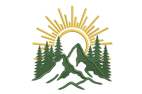 Mountain Forest Sunrise: A Seasonal Embroidery Gem